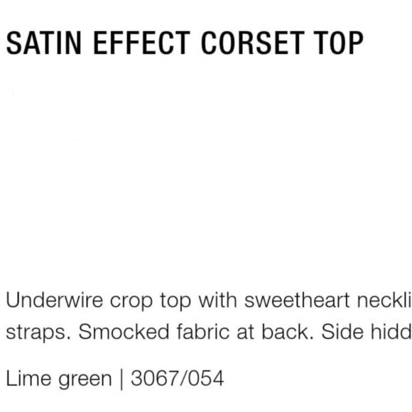 SATIN EFFECT CORSET TOP SS22 LIME GREEN | 3067/054 - Picture 3 of 4